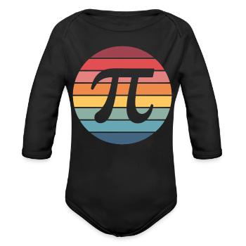 Retro Sunset Pi Emblem - Organic Long Sleeve Baby Bodysuit - black - Front