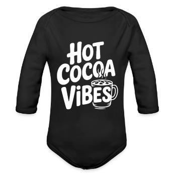 Hot Cocoa Vibes - Organic Long Sleeve Baby Bodysuit - black - Front