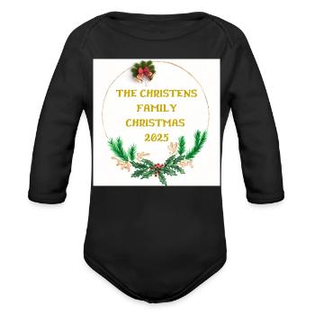 The Christmas Family 2025 Circle - Organic Long Sleeve Baby Bodysuit - black - Front