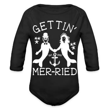 Getting Married - Organic Long Sleeve Baby Bodysuit - black - Front