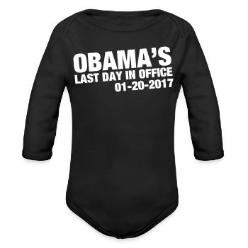 Obama's Last Day In Office - Organic Long Sleeve Baby Bodysuit - black - Front