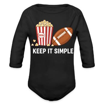 Popcorn Football Simplicity - Organic Long Sleeve Baby Bodysuit - black - Front