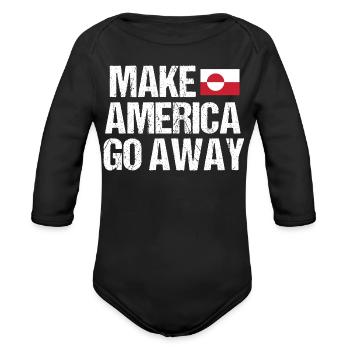 Distressed Typographic Flag Satire - Organic Long Sleeve Baby Bodysuit - black - Front