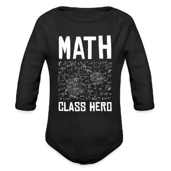 Math Class Hero - Organic Long Sleeve Baby Bodysuit - black - Front