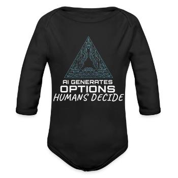 AI Generates Options... Humans Decide - Organic Long Sleeve Baby Bodysuit - black - Front