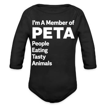 Vegan Satire Typography Tee - Organic Long Sleeve Baby Bodysuit - black - Front