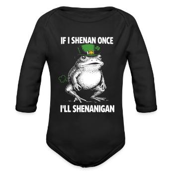 Shenanigan Frog Leprechaun Hat - Organic Long Sleeve Baby Bodysuit - black - Front