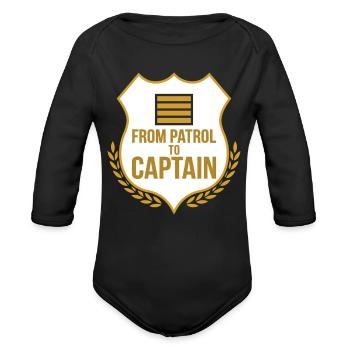 Police Captain Captain Police Police Rank Command - Organic Long Sleeve Baby Bodysuit - black - Front