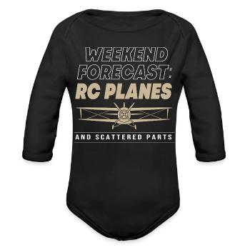 RC Plane Remote Control Aircraft - Organic Long Sleeve Baby Bodysuit - black - Front