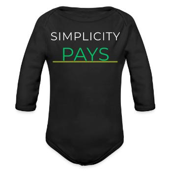 Simplicity Pays - Organic Long Sleeve Baby Bodysuit - black - Front