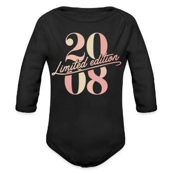 2008 Limited Edition Birthday - Organic Long Sleeve Baby Bodysuit - black - Front