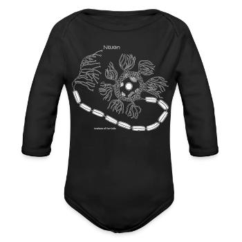 Neuron Cell Art - Organic Long Sleeve Baby Bodysuit - black - Front