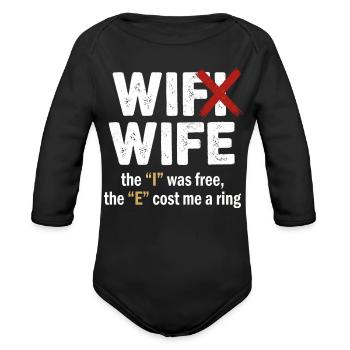 WIXWIFE Typographic Satire on Marriage - Organic Long Sleeve Baby Bodysuit - black - Front