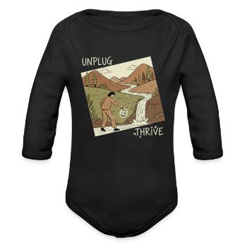 Corporate Burnout Satire - Organic Long Sleeve Baby Bodysuit - black - Front