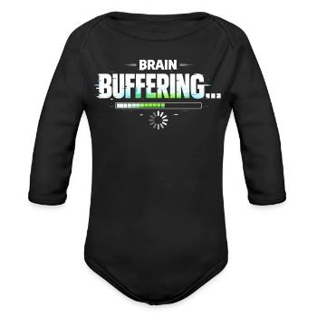Brain Buffering Progress - Organic Long Sleeve Baby Bodysuit - black - Front