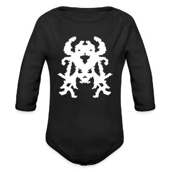 Fractal Crest Silhouette - Organic Long Sleeve Baby Bodysuit - black - Front