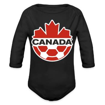 Canada Maple Soccer Crest - Organic Long Sleeve Baby Bodysuit - black - Front