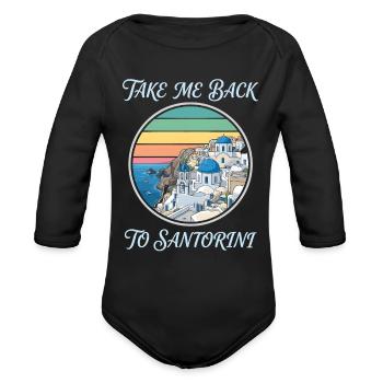 Take Me Back to Santorini - Organic Long Sleeve Baby Bodysuit - black - Front