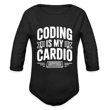 Coding Is My Cardio - Organic Long Sleeve Baby Bodysuit - black - Front
