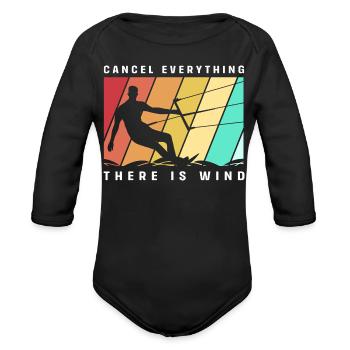 Kite Boarding Summer Kitesurfing - Organic Long Sleeve Baby Bodysuit - black - Front