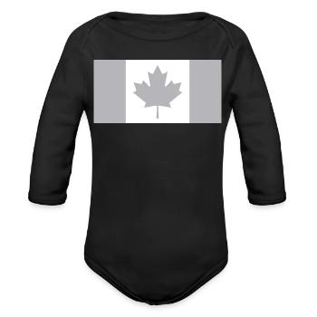 Gray Maple Leaf Icon - Organic Long Sleeve Baby Bodysuit - black - Front