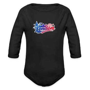 London Skyline Splash - Organic Long Sleeve Baby Bodysuit - black - Front
