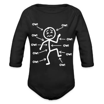 Own Emotions Stick Figure - Organic Long Sleeve Baby Bodysuit - black - Front