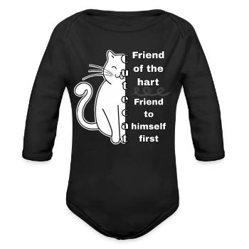 Self First Cat Letter Puzzle - Organic Long Sleeve Baby Bodysuit - black - Front