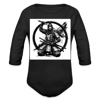 Circle Samurai Shadow Steel - Organic Long Sleeve Baby Bodysuit - black - Front