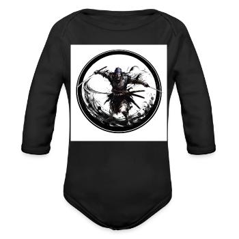 Inkbound Samurai Circle - Organic Long Sleeve Baby Bodysuit - black - Front