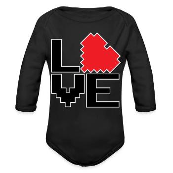 Pixel LOVE - Organic Long Sleeve Baby Bodysuit - black - Front