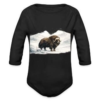 Silent Musk Ox - Organic Long Sleeve Baby Bodysuit - black - Front
