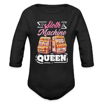 Slot Machine Queen Casino Gambling Jackpot Winner - Organic Long Sleeve Baby Bodysuit - black - Front