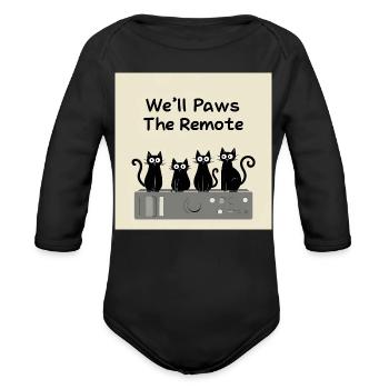 Paws The Remote TV - Organic Long Sleeve Baby Bodysuit - black - Front