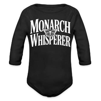 Monarch Whisperer - Organic Long Sleeve Baby Bodysuit - black - Front