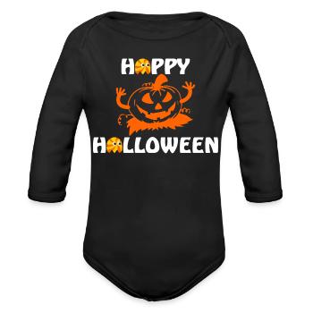 Pumpkin Pop Art Halloween Tshirt - Organic Long Sleeve Baby Bodysuit - black - Front