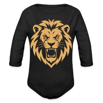 Fierce Lion King - Organic Long Sleeve Baby Bodysuit - black - Front