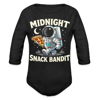 Midnight Snack Bandit - Organic Long Sleeve Baby Bodysuit - black - Front
