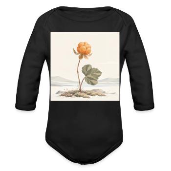 Silent Cloudberry - Organic Long Sleeve Baby Bodysuit - black - Front