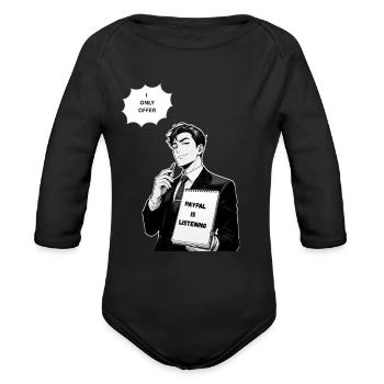 PayPal Is Listening Manga Gentleman - Organic Long Sleeve Baby Bodysuit - black - Front