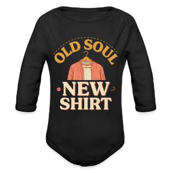 Old Soul New Shirt T Shirt, Vintage Lover Shirt - Organic Long Sleeve Baby Bodysuit - black - Front
