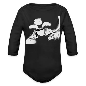 Shadowed Cowboy Outlaw - Organic Long Sleeve Baby Bodysuit - black - Front