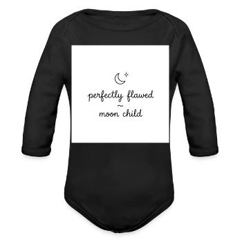 Perfectly Flawed ~ Moon Child  - Organic Long Sleeve Baby Bodysuit - black - Front