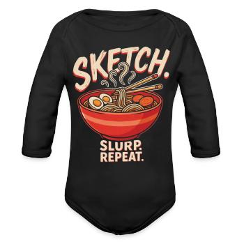 Ramen Lover Anime Artist Sketch - Organic Long Sleeve Baby Bodysuit - black - Front