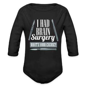 CHIRURGIE DU CERVEAU: J’ai subi une chirurgie du cerveau - Cache-couche à manches longues bio - noir - Devant