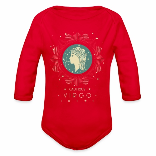 Zodiac sign Cautious Virgo August September - Organic Long Sleeve Baby Bodysuit
