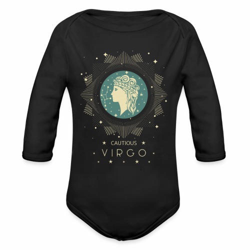 Zodiac sign Cautious Virgo August September - Organic Long Sleeve Baby Bodysuit