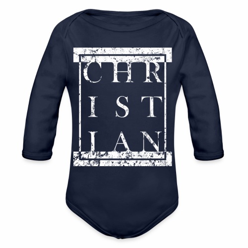 CHRISTIAN Religion - Grunge Block Box Gift Ideas - Organic Long Sleeve Baby Bodysuit