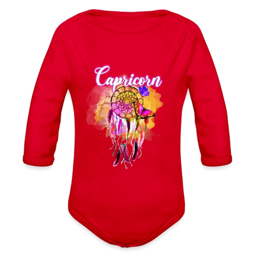Capricorn Dream Catcher - Organic Long Sleeve Baby Bodysuit