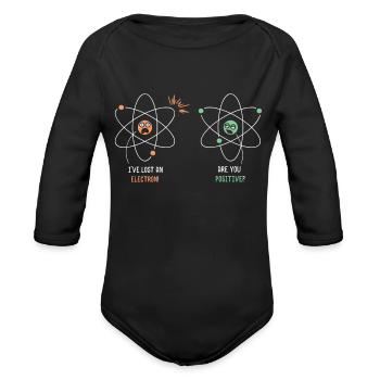 Physical Science Energy Electron Neutron Science - Organic Long Sleeve Baby Bodysuit - black - Front